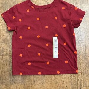 Kids Red Apple Print T-Shirt